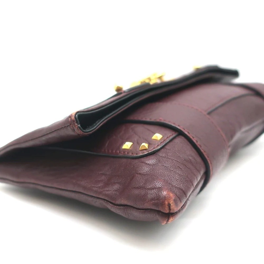 Marc Jacobs Padlock Flap Clutch Burgundy Grained Leather Small Bag - Picture 7 of 10